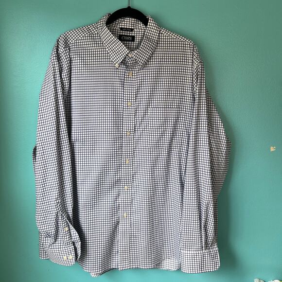 Chaps Men's Button Down Dress Shirt Size XL Blue & White Long Sleeve 18.5 Neck - Picture 1 of 6